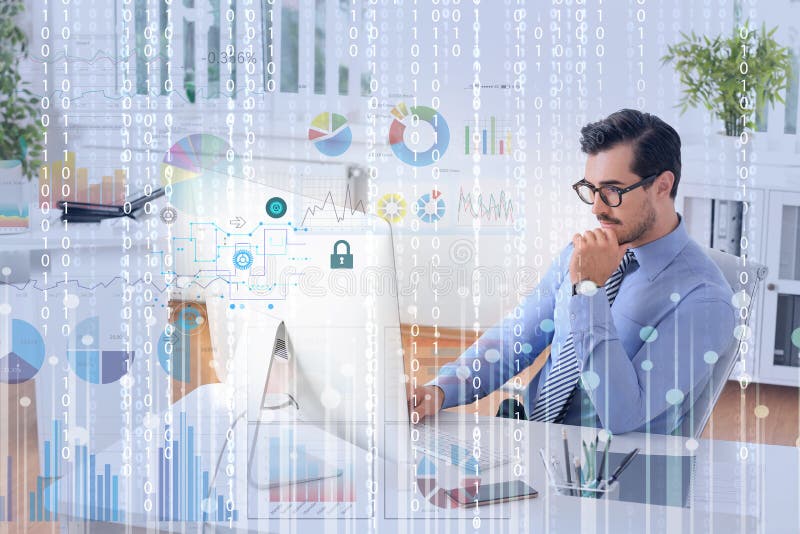 Professional programmer working with computer royalty free stock photos