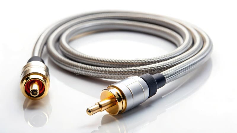 Professional RCA Cable Flat Lay on Clean White Background HighQuality Stock Photo for Technology Electronics and royalty free illustration