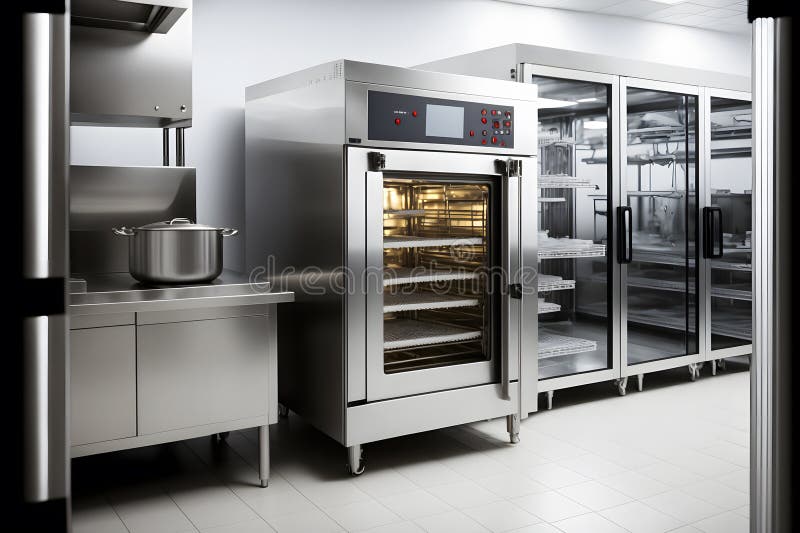 Professional Restaurant Kitchen Interior with Cooking Supply and