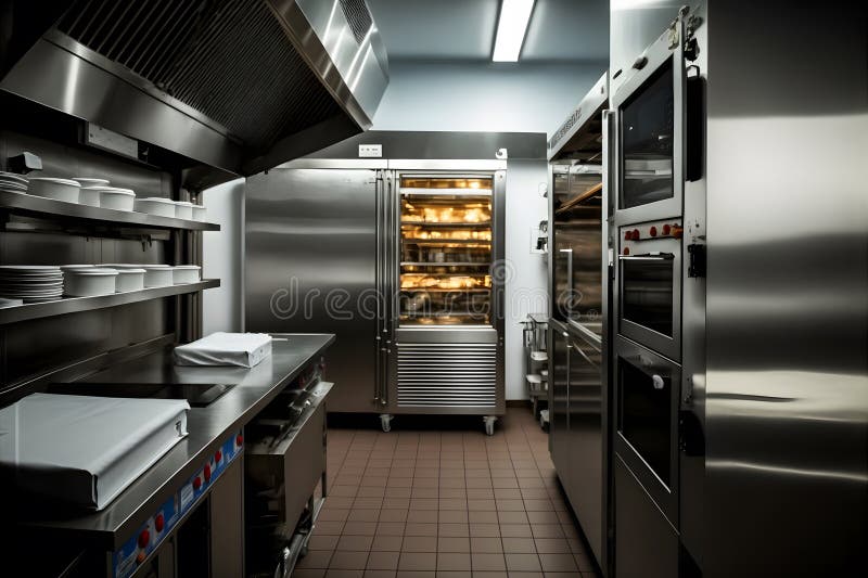 Professional Restaurant Kitchen Interior with Cooking Supply and