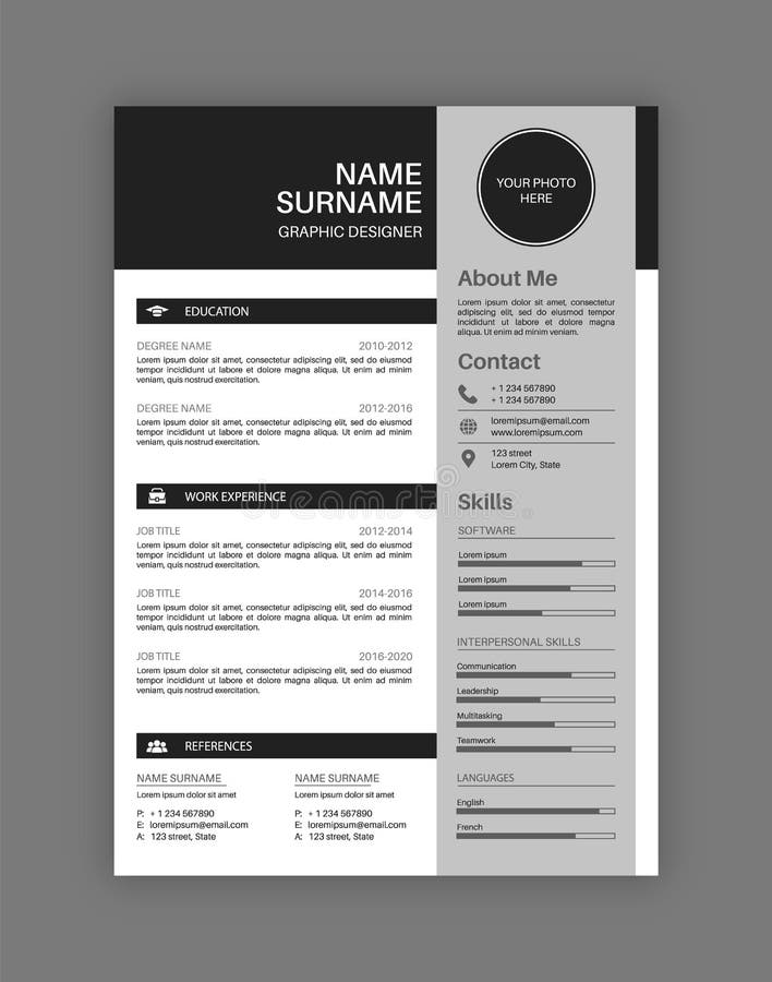 Resume Paper White On Black Work Stock Photo 1351769252