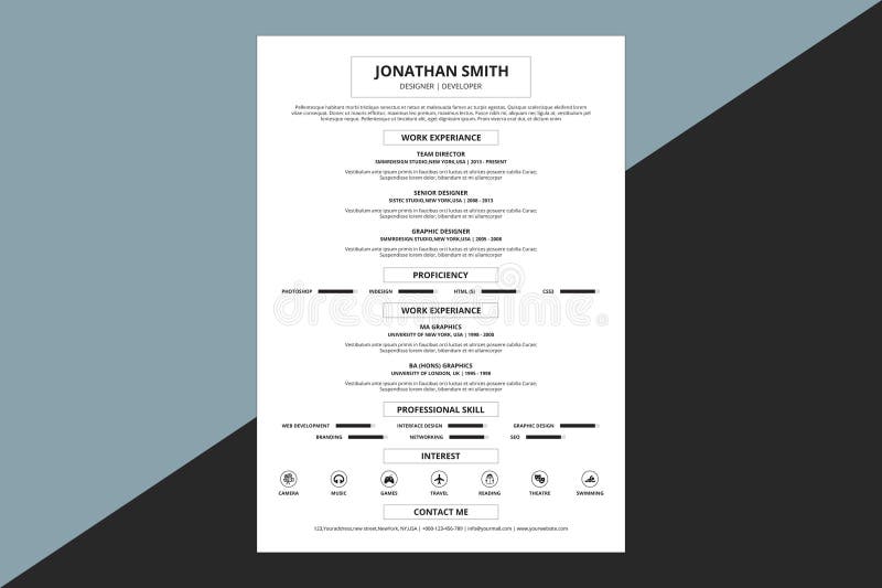 A sleek and modern resume template royalty free illustration