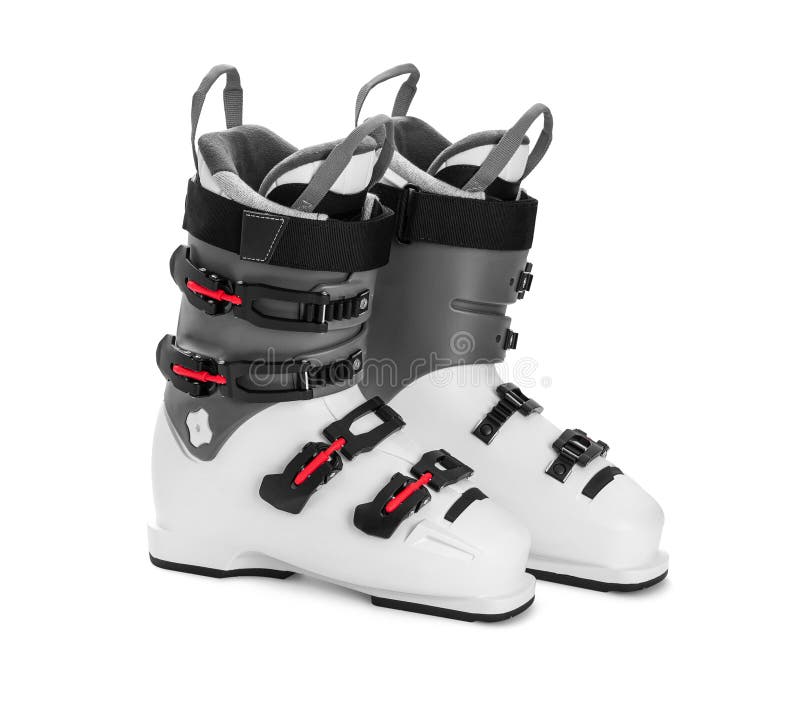 Professional Ski Boots Isolated on White Stock Image Image of