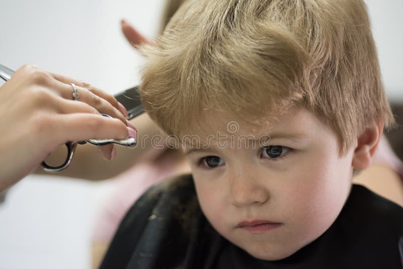 Professional Styling. Cute Boys Hairstyle. Little Child Given Haircut.  Small Child in Hairdressing Salon Stock Image - Image of youngster, salon:  129186929