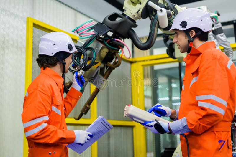 Professional Technicians Team Checking Parts of Automatic Robotic