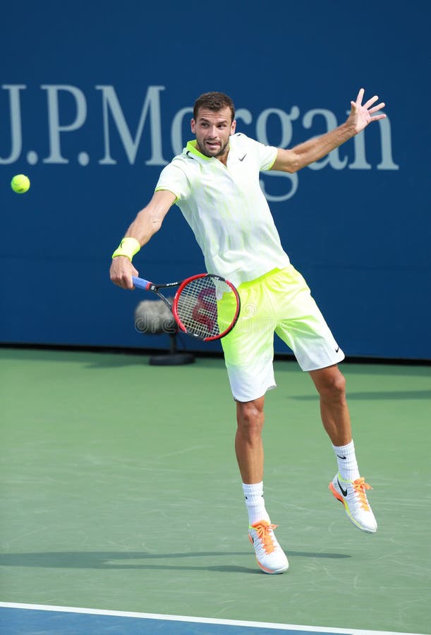 Professional Tennis Player Grigor Dimitrov Of Bulgaria In Action During Us Open 2016 Round Three Match Editorial Photo Image Of Athlete Billie 98229276