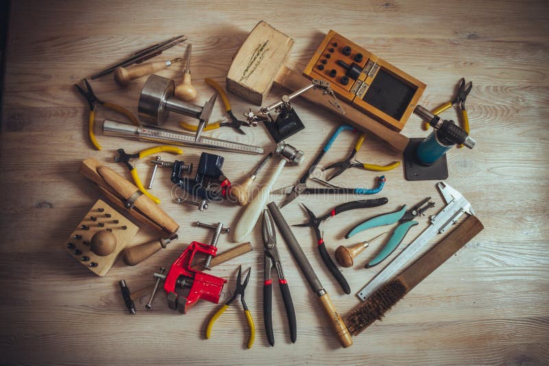 Professional Tools on Desktop Stock Photo Image of handicraft