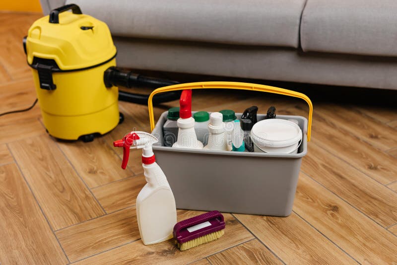 Professional Vacuum Cleaner and Detergents for Cleaning Sofa. Stock Image Image of equipment