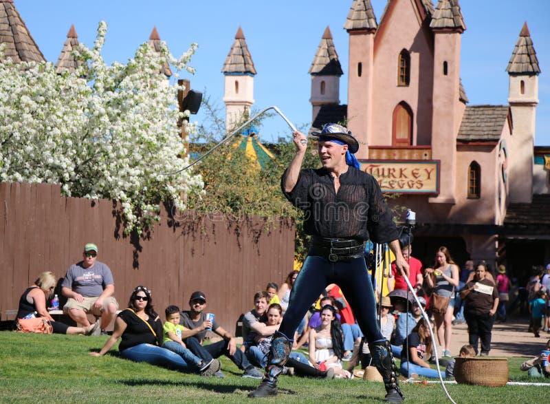 Professional Whip Cracker at the Renaissance Fair stock images Professional Whip Cracker at the Renaissance Fair stock images
