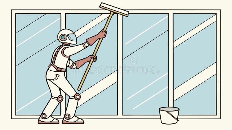 Professional window washing, sparkling clean, efficient service. vector design Generative AI vector illustration