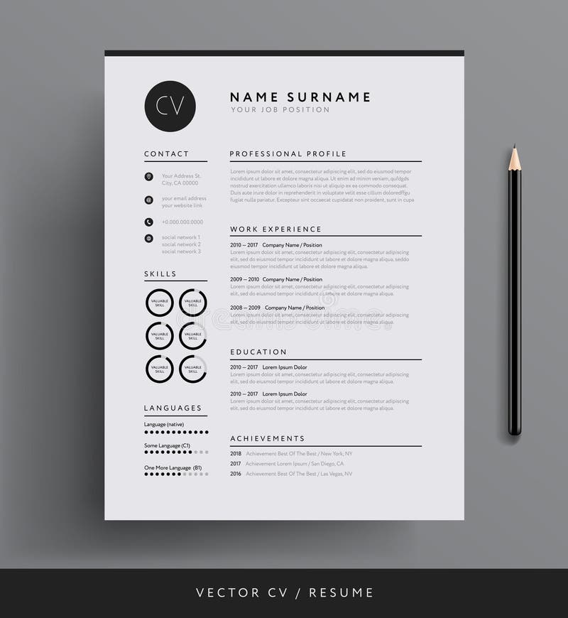 Professioneel cv hervat malplaatjeontwerp voor een creatieve persoon - v vector illustratie Professioneel cv hervat malplaatjeontwerp voor een creatieve persoon - v vector illustratie
