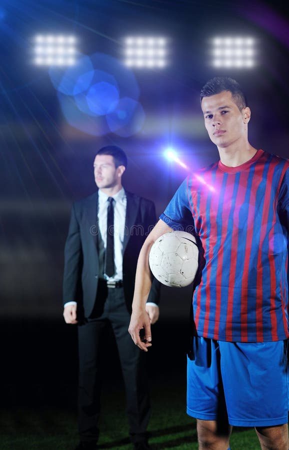 Professionele sportmanager en bus stock afbeelding Professionele sportmanager en bus stock afbeelding