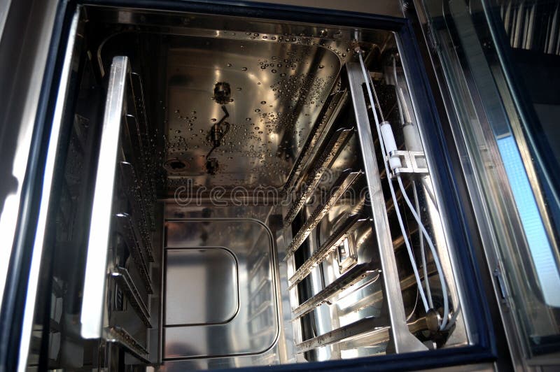 Combi oven detail, professional kitchen. Combi oven detail, professional kitchen