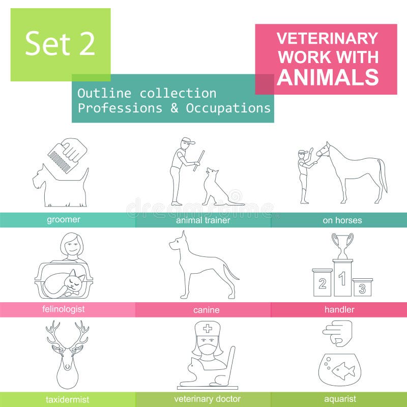 Professioni ed insieme dell'icona del profilo di occupazioni Veterinario, lavoro w royalty illustrazione gratis Professioni ed insieme dell'icona del profilo di occupazioni Veterinario, lavoro w royalty illustrazione gratis