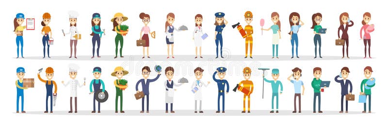 Professions couple set. stock illustration