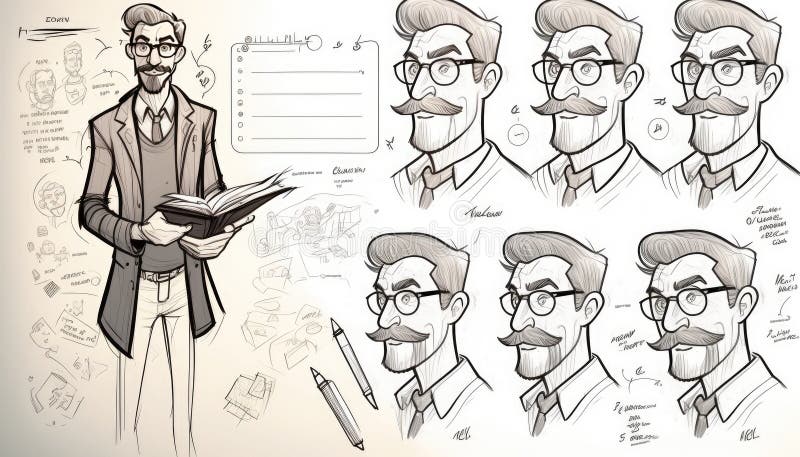 Character Drawing Model sheet Concept art Sketch, Skimming beard uncle,  simple, people, monochrome png | PNGWing