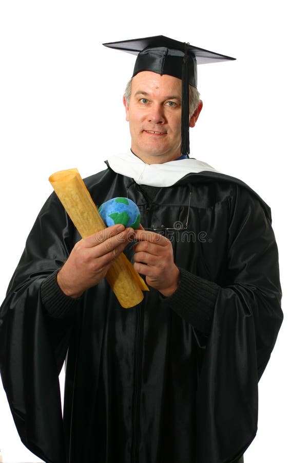 Professor com diploma e mundo à disposicão fotos de stock Professor com diploma e mundo à disposicão fotos de stock