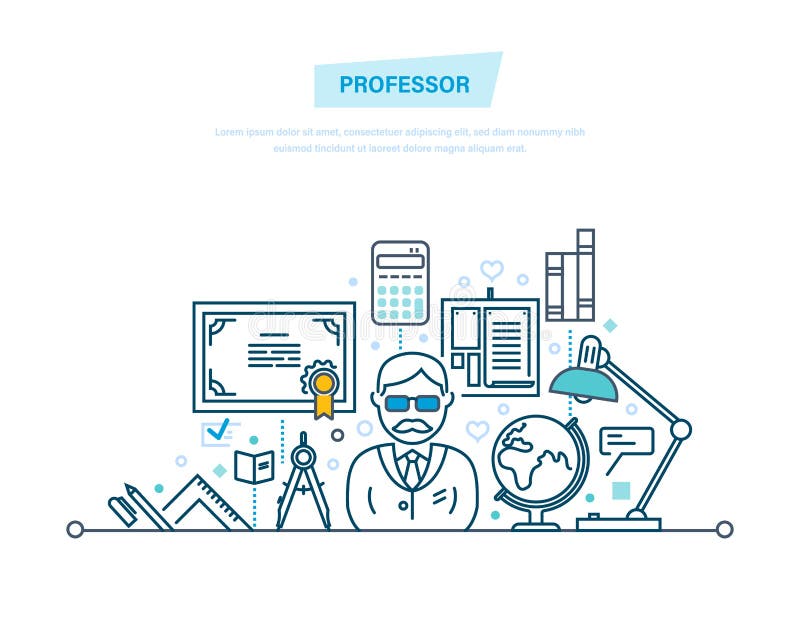 Professor, educação Tarefas que planeiam pelo ano acadêmico, programação das classes ilustração do vetor