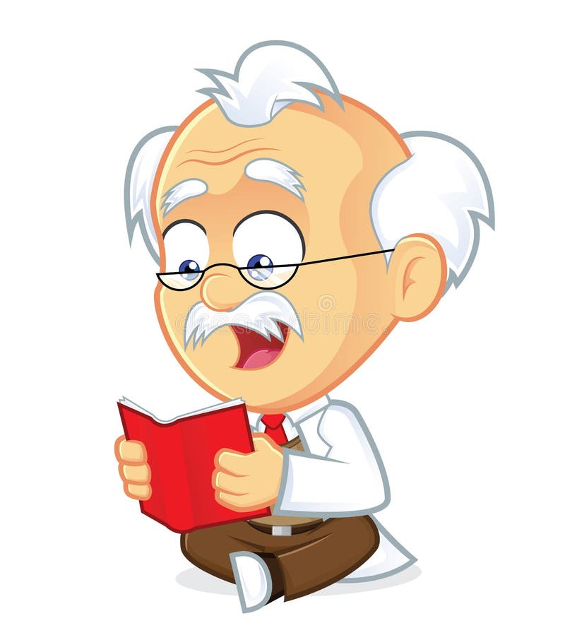 Clipart Picture of a Professor Cartoon Character Reading a Book. Clipart Picture of a Professor Cartoon Character Reading a Book