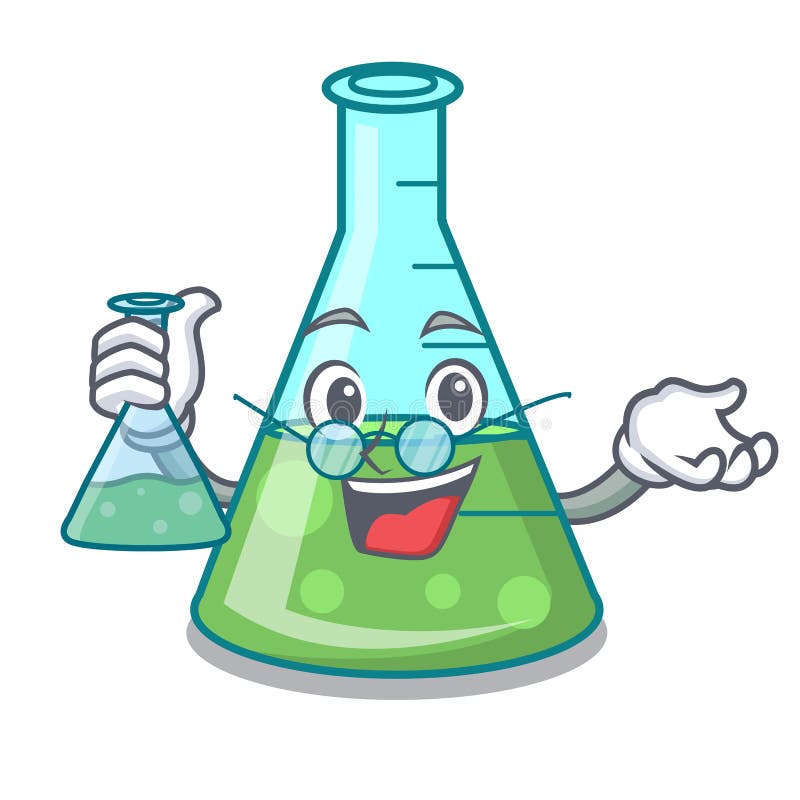 Professor science beaker character cartoon