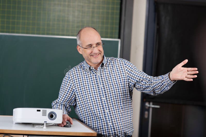 Professor at a university giving a presentation stock image