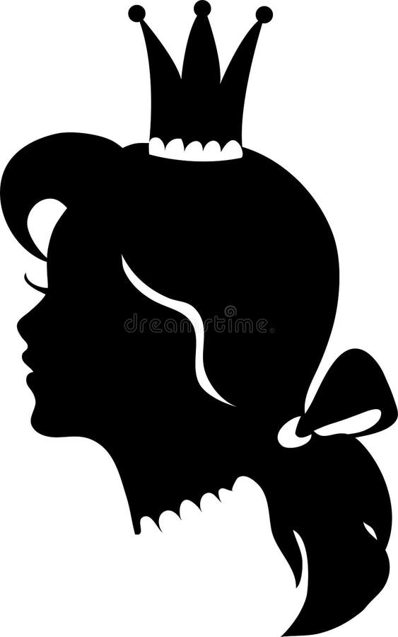 Profiel van een prinses of koningin. Vector silhouet illustratie royalty-vrije illustratie