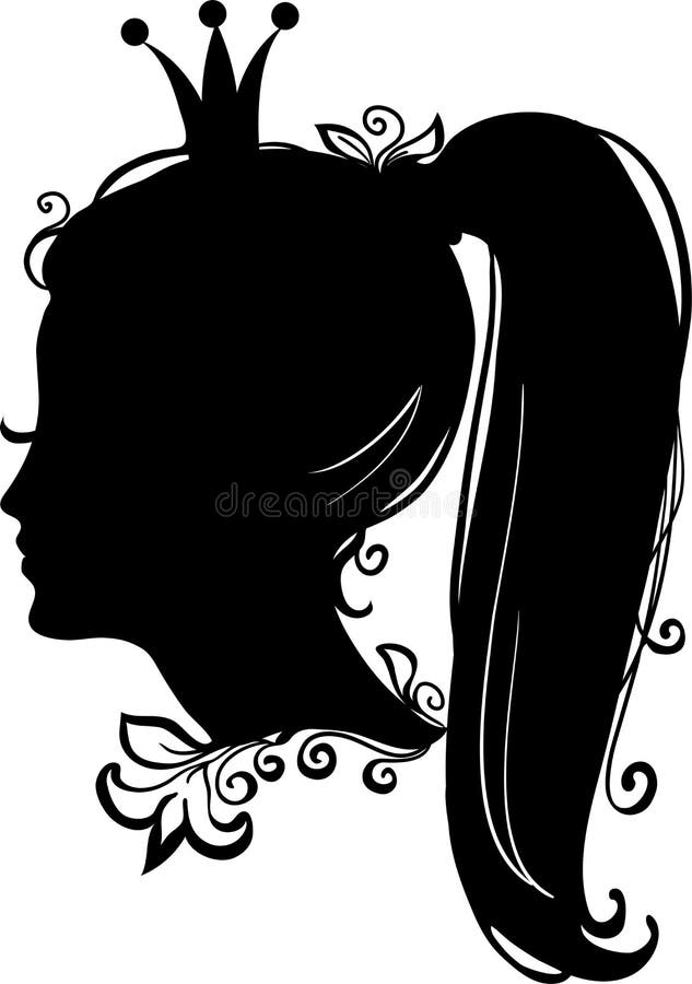 Profiel van een prinses of koningin. Vector silhouet illustratie stock illustratie
