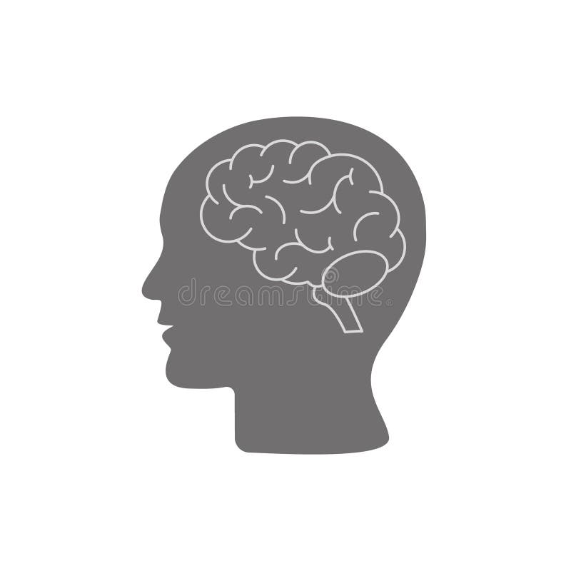 Profil de t?te humaine avec le symbole de cerveau, ic?ne noire simple, illustration de vecteur d'isolement sur le fond blanc illustration stock Profil de t?te humaine avec le symbole de cerveau, ic?ne noire simple, illustration de vecteur d'isolement sur le fond blanc illustration stock