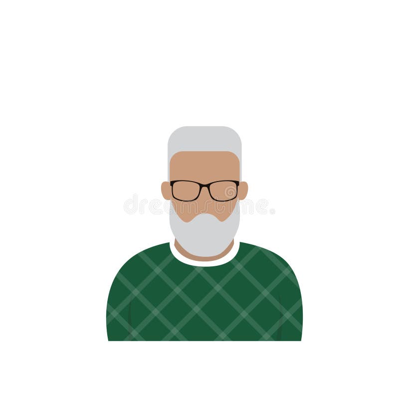 Profil-Ikonen-männlicher Avatara-Mann, Hippie-Karikatur Guy Beard Portrait, zufälliger Person Silhouette Face vektor abbildung
