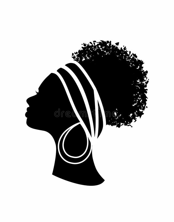 Profile of African Women in a Landscape Stock Vector - Illustration of ...