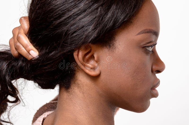 Profile of an attractive young African woman