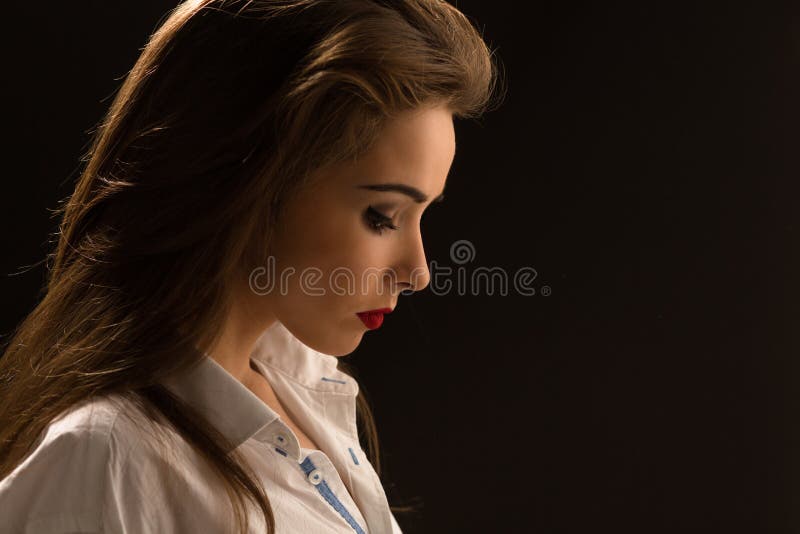 Profile of Beautiful Lady with Long Hair in Studio Stock Image - Image of  salon, woman: 65326161
