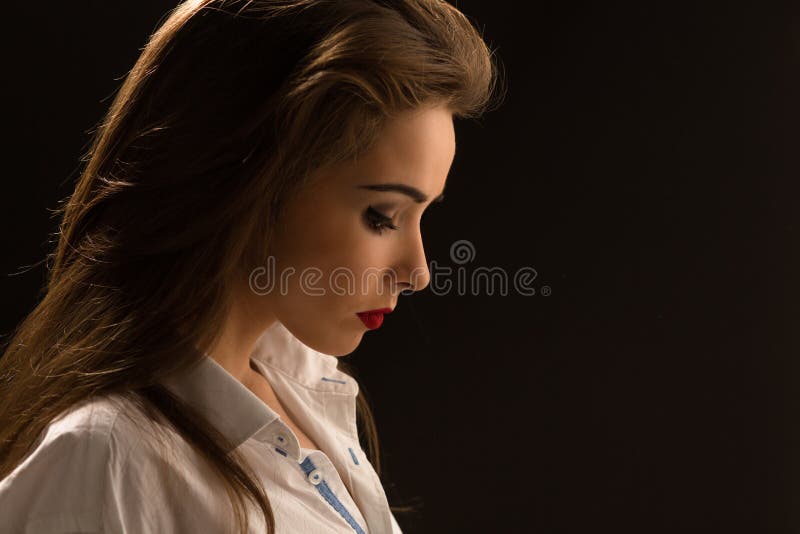 Profile of a beautiful girl closeup Stock Photo