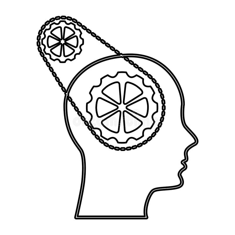 Profile with chain and gears machine royalty free illustration