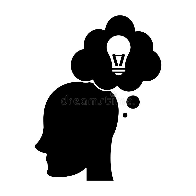 Profile head idea bubble thought silhouette vector illustration