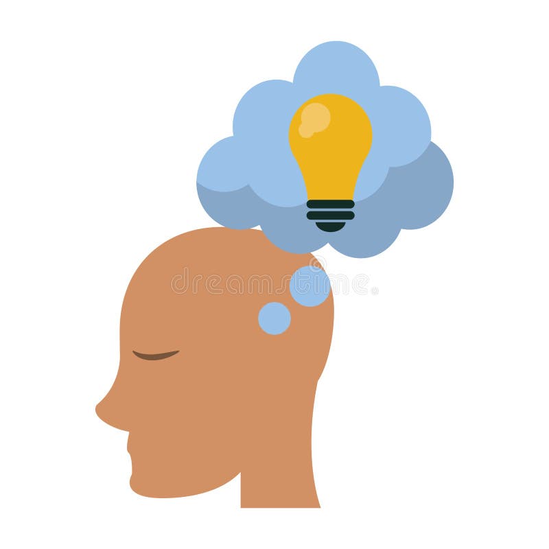 Profile head idea bubble thought stock illustration