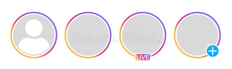 Profile icon set icons, live video streaming frame set, social media avatar frames, user profile avatar frame for broadcast stream vector illustration