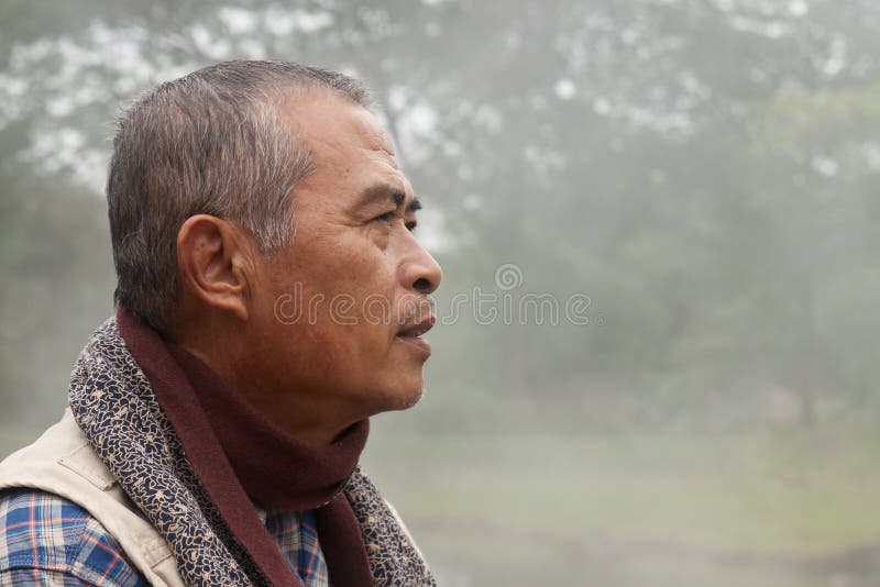 Profile of an Old Man Staring