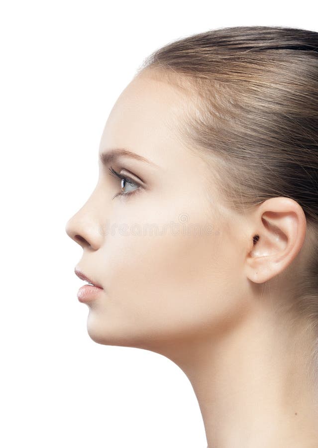 Profile portrait of beautiful young woman