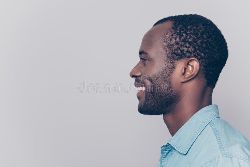 Profile, side view portrait with copy space, empty place for pro