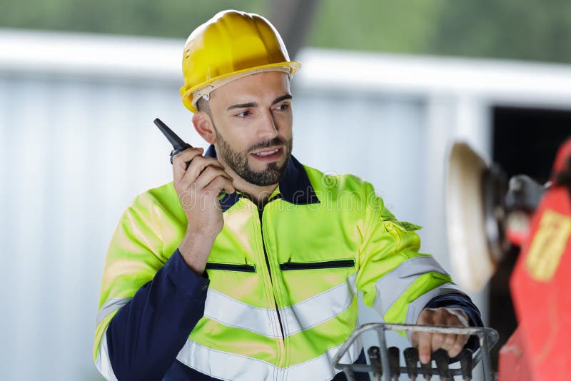 Handsome Construction Worker on Building Industry Construction Site ...