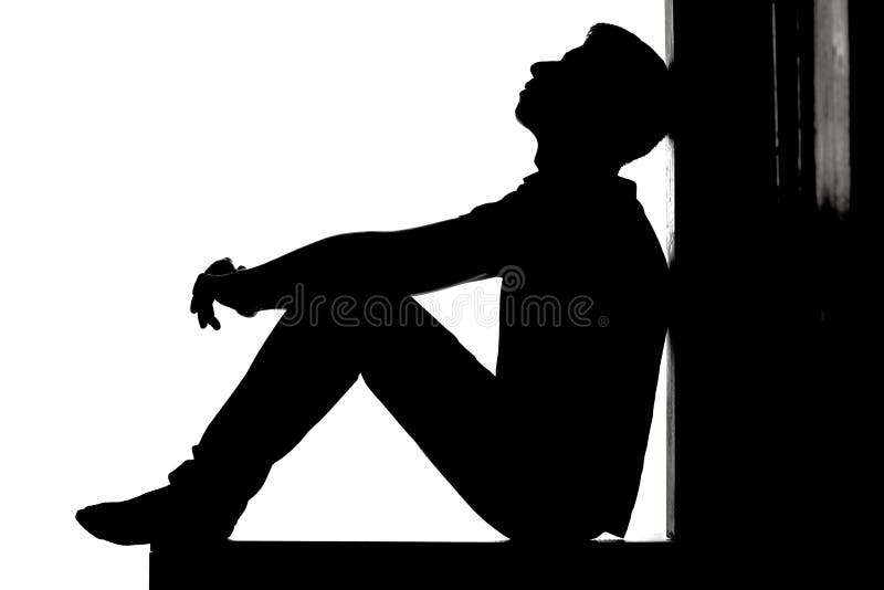 young man sad silhouette in studio isolated on white background Stock Photo  - Alamy