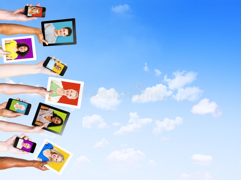 Profiles of Multiethnic People in Electronic Devices for Social Media. Networking profiles stock images, royalty-free photos and pictures