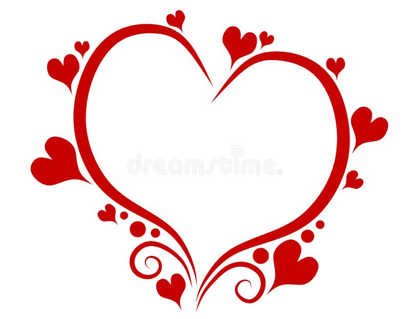 Profilo del cuore di giorno del biglietto di S. Valentino rosso decorativo