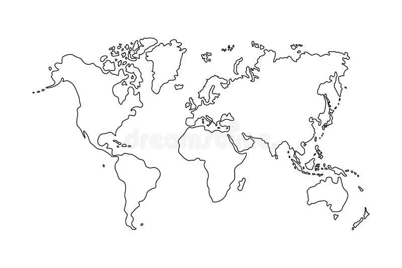 Profilo della mappa di mondo su fondo bianco