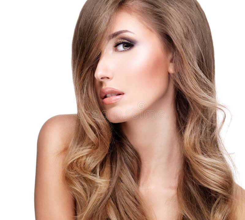 Profilo di bella donna con capelli ondulati lunghi immagini stock libere da diritti Profilo di bella donna con capelli ondulati lunghi immagini stock libere da diritti
