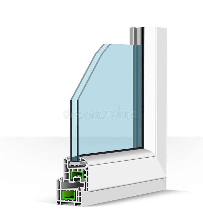 profilo di plastica della finestra 3d Illustrazione di vettore su bianco illustrazione di stock profilo di plastica della finestra 3d Illustrazione di vettore su bianco illustrazione di stock