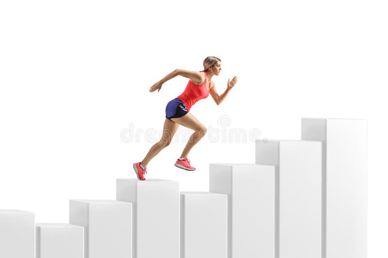 Profilul complet al unei femei care face jogging pe coloane royalty free stock photos