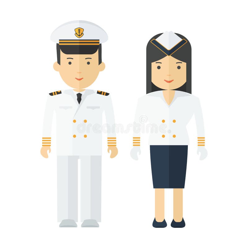 Profissões capitão e comissária de bordo ilustração stock Profissões capitão e comissária de bordo ilustração stock