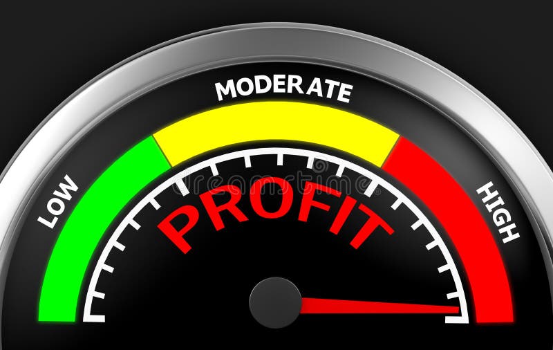 Profit Meter with Different Emotions. Measuring Gauge Indicator Vector